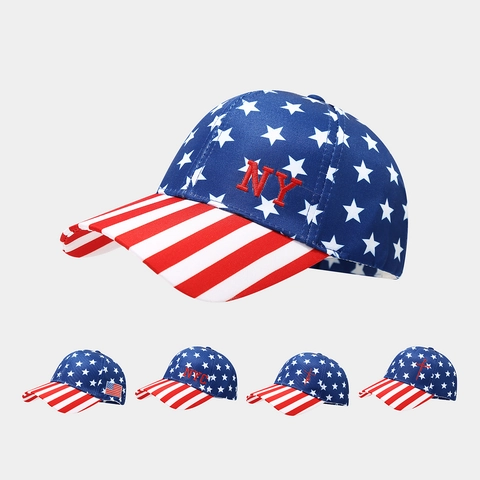 Amerikaanse Vlag Honkbalpet Sterren En Strepen Borduurwerk Polyester Verstelbaar Zonbescherming Buiten Unisex Hoed