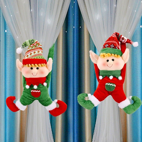 Tenda Natalizia a Forma di Elfo con Fibbia in Peluche Ciondolo Appeso per Albero di Natale Decorazione per Casa Festa Rosso Verde