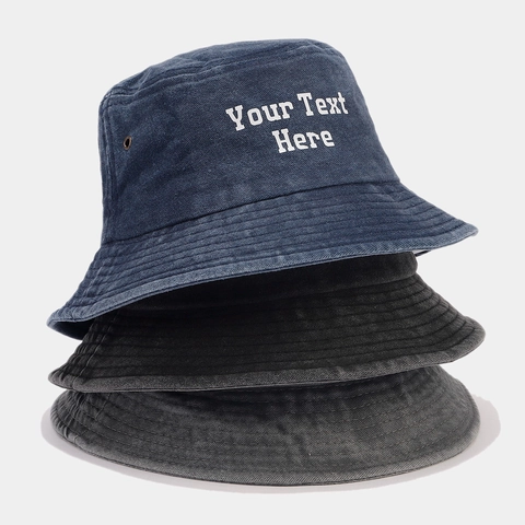 Retro Washed Cotton Bucket Hat Distressed Vintage Letter Heart Embroidery Wide Brim Sun Protection Breathable Outdoor Fisherman Cap