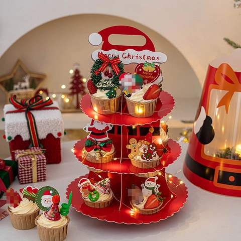 Accessori Decorazione Torte Di Natale Supporto Cupcake Topper Pirottini Per Dessert Festa Celebrazione Babbo Natale Pupazzo Di Neve Renna