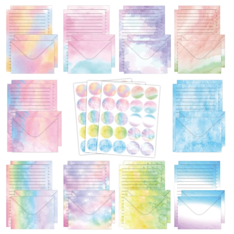 Aquarell Farbverlauf Briefpapier Und Umschläge Offsetpapier Geburtstagseinladung Traumhafte Linierte Schreibblätter Siegelaufkleber
