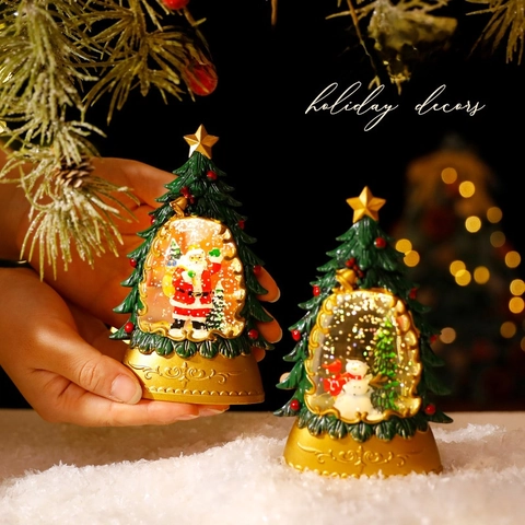 LED Weihnachten Wasserlaterne Schneekugel Weihnachtsmann Schneemann Ornament Tischlampe Glitzerlampe Feiertagsdeko Geschenk
