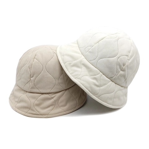 Sombrero De Pescador De Pana Acolchado Vintage Cálido Color Sólido Accesorios De Moda De Invierno Para Mujer