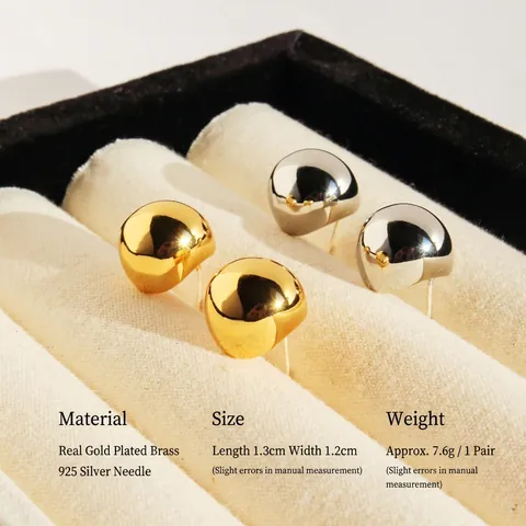 Minimalist Water Drop Stud Earrings For Women Polished Brass Jewelry With 925 Sterling Silver Earring Post Gold Silver