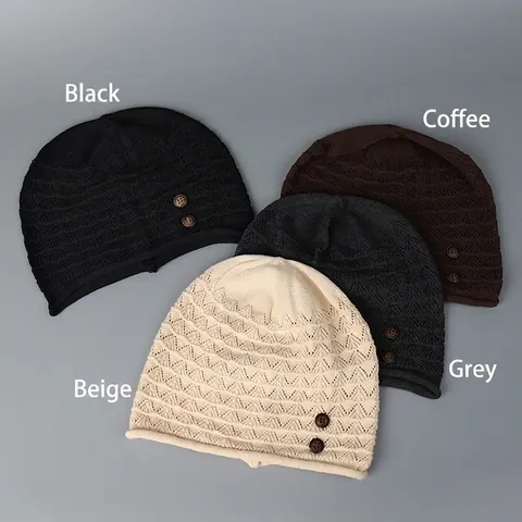 Bonnet Slouchy En Tricot Ajouré Respirant Léger Style Japonais Vintage Boutons Décoratifs Pour Femmes