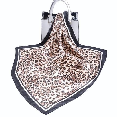 Leopard Print Square Scarf Satin Satin Texture Headscarf Fashion Hair Band Chic Neck Kerchief Women Accessory