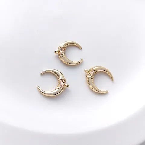 Pendentif Lune Cuivre Plaqué Or 14K Incrusté De Zircone Charmes Étoile Lune Pour Fabrication De Bijoux DIY