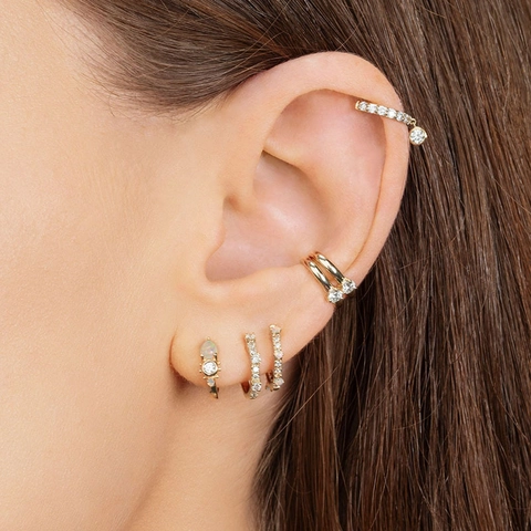 Geometrische Unregelmäßige Huggie Creolen Kupfer Mit Zirkonia Und Silbernem Ohrstecker Eleganter Schmuck Für Damen