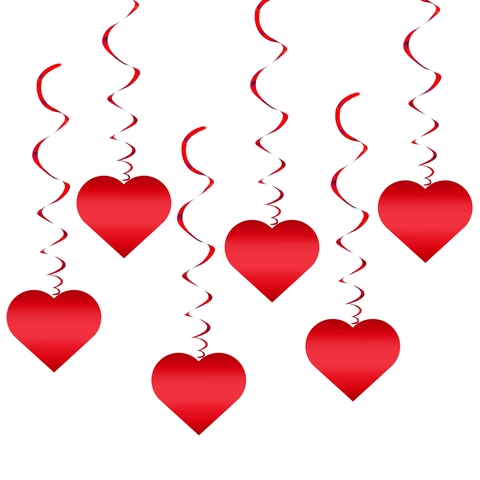 Rode Hart Hangende Spiraal Decoraties PVC En Papier Voor Valentijnsdag Bruiloft Jubileum Feest Plafond Decor