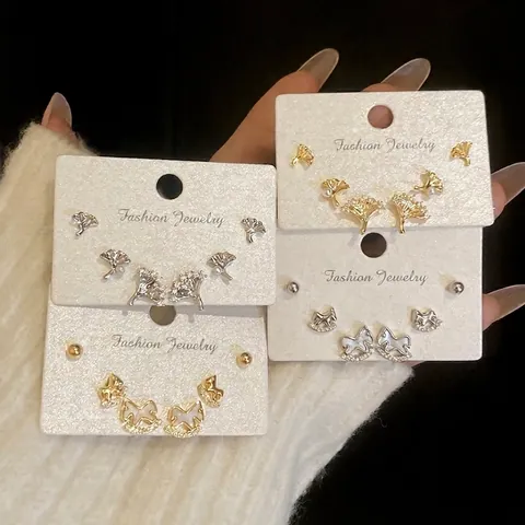 Orecchini A Lobo Foglia Di Ginkgo E Cavallo A Dondolo Con Perni In Argento Zircone Nacre Rame Placcato Oro Vero Elegante Donne