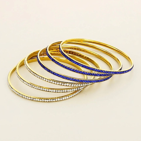 Bracciale Rigido In Acciaio Inossidabile Placcato Oro Con Strass Multistrato Gioielli Di Moda Per Donna Stile Cielo Stellato