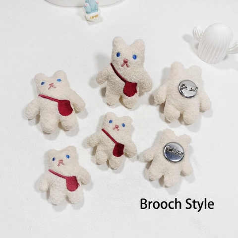 Kawaii Plüschbär Brosche Pin Cartoon Tier Bestickt Lammwolle Weiches Spielzeug Dekor Für Rucksack Kleidung Hut Schal Japanischer Stil