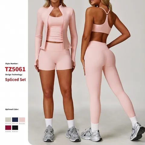 Ropa Deportiva De Yoga Para Mujer Poliamida Elastano Cepillado Cintura Alta Secado Rápido Fitness Running Chaqueta Sujetador Leggings Shorts