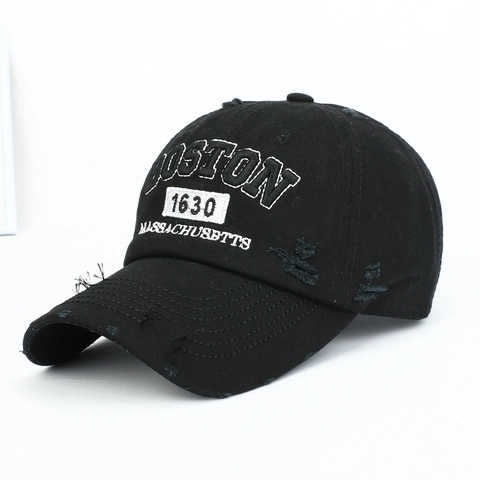 Casquette de Baseball Vintage en Coton Lavé pour Hommes Femmes Boston 1630 Broderie Chapeau de Soleil Réglable Streetwear