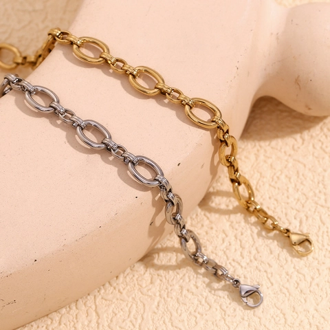 Tobillera De Acero Inoxidable Minimalista Para Mujer Cadena De Eslabones Ovalados Vintage Joyería De Pie Ajustable