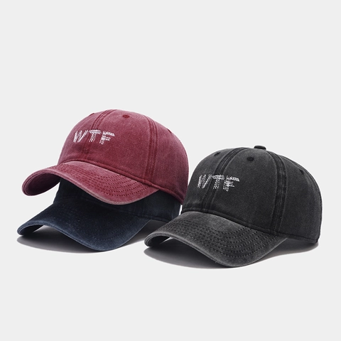 Gorra De Béisbol De Algodón Lavado Distressed Retro WTF Bordado Ajustable Sombrero De Sol Para Hombre Mujer Streetwear