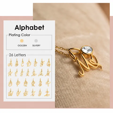 Roestvrij Staal Gepersonaliseerde Alfabet Letter Halsketting Met Strass Geboortesteen Bedeltje Voor Vrouwen Elegante Mode Sleutelbeenketing Sieraden Verjaardagscadeau