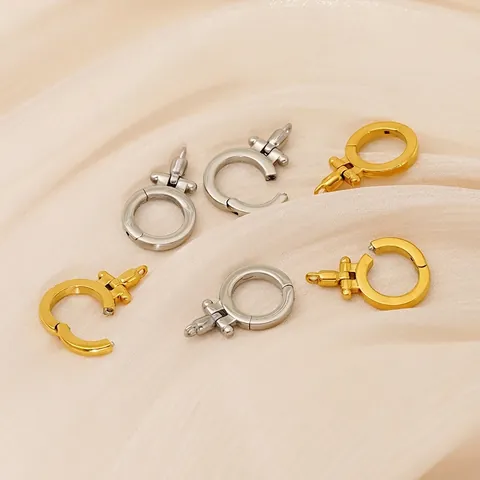 Edelstahl Rundscharnier Verschluss Schmuckverbinder 18K Vergoldet Federring DIY Zubehör Für Halsketten Armbänder