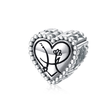 925 Sterling Silver Heart Charm Beads 12 Zodiac Horoscope Signs For Bracelet Jewelry Making Beaded Edge Vintage Style