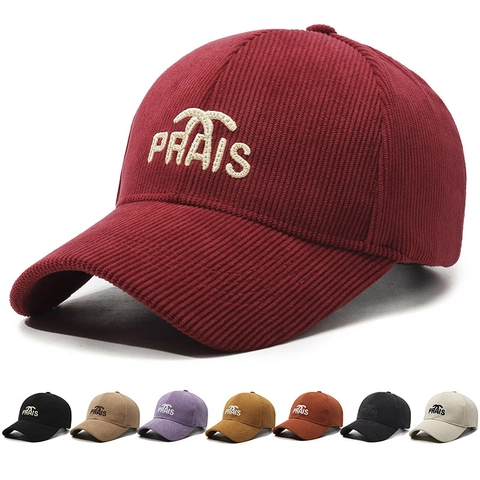 Vintage Corduroy Baseball Cap Buchstaben Stickerei Verstellbare Metallschnalle Casual Sonnenhut Unisex Streetwear