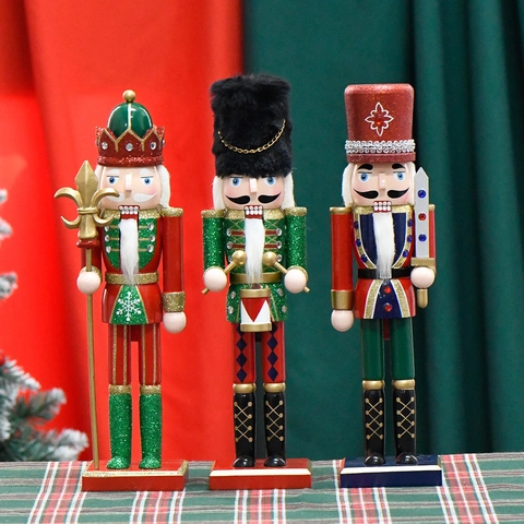 Christmas Nutcracker Soldier Ornament Wooden Glitter Festive Traditional Home Table Decoration Holiday Party Figure