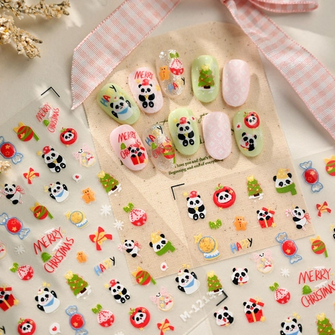 Adesivi Unghie Natale Panda Cartone Animato Omino Zenzero Decorazione Manicure Vacanze Autoadesivo DIY