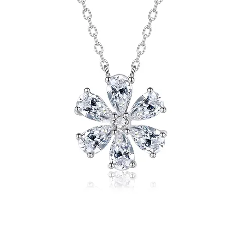 Collana con Pendente a Fiore in Argento Sterling 925 per Donna Collana Elegante in Zirconia con Petali a Goccia Gioielli per Feste Quotidiane Regalo