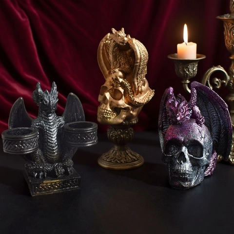 Halloween Dragon Skull Silicone Mold 3D Gothic Scented Candle Epoxy Resin DIY Craft Home Ornament Making Tool Accessory