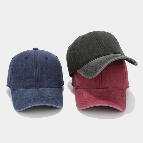 Washed Cotton Baseball Cap Vintage Distressed Style Solid Color Adjustable Sun Protection Outdoor Casual For Men Women