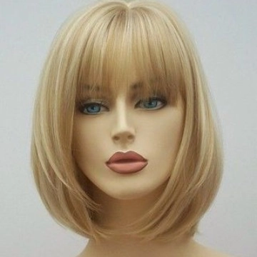 Korte Rechte Bob Pruik Blond Wit Gemengd Synthetische Vezel Ademend Roos Net Natuurlijk Dames Haarstukje