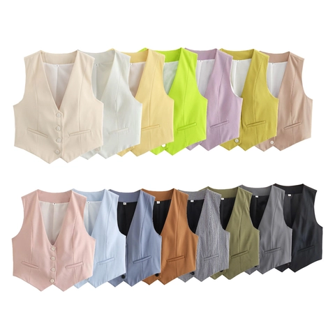 Gilet da Donna con Scollo a V e Abbottonatura Singola Senza Maniche Slim Fit Fashion Gilet per Ufficio Casual