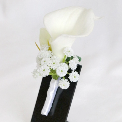 Weißer Calla-Lilie-Ansteckstrauß Und Handgelenk-Korsage PU Künstliche Blume Für Hochzeitsfeier Bräutigam Braut Brautjungfer
