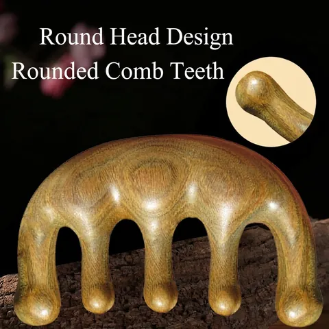 Green Sandalwood Massage Comb Red Sandalwood Massage Comb Head Meridian Comb Green Sandalwood Wooden Comb Large Wide Tooth Ball Head Massage Comb