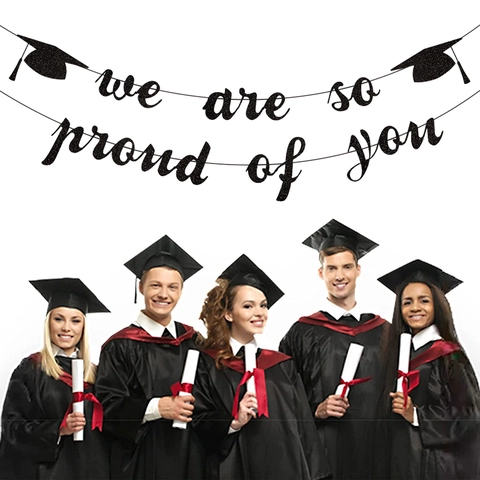 Graduation Party Decoration Set Sparkling Glitter Cardstock Congrats Grad Class Of 2026 Proud Of You Hanging Supplies