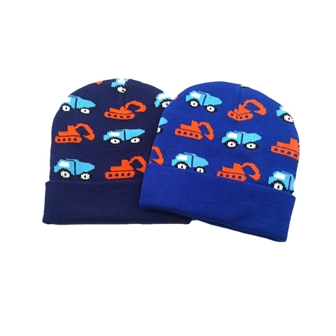 Kinder Strickmütze Acryl Warm Winter Ohrenschutz Cartoon Bagger Muster Outdoor Kaltes Wetter Kappe