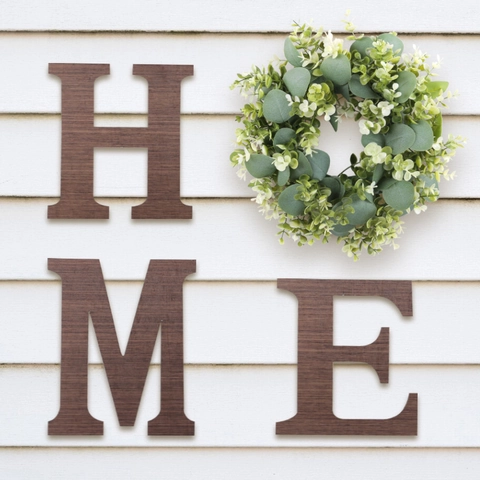Home Wall Decor Wooden Letters Decorative Sign With Artificial Eucalyptus Wreath Rustic Farmhouse Living Room Entryway Ornament