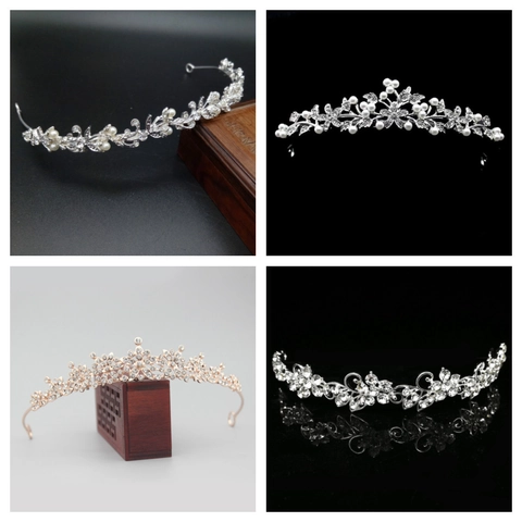 Corona Da Sposa Tiara Per Donne Elegante Lega Strass Floreale Copricapo Luccicante Perla Artificial Finta Accessori Capelli Matrimonio