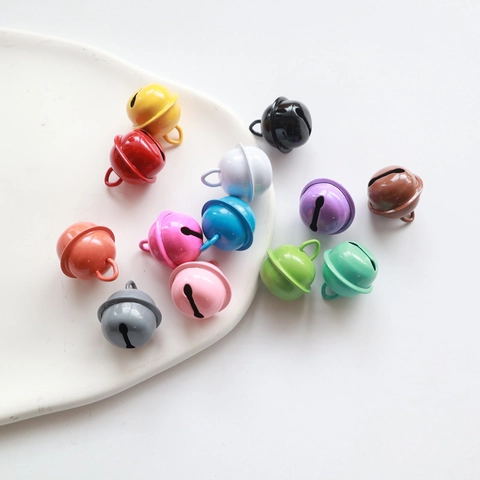 Colorful Metal Round Bells Painted Iron Small Bell Charms With Hanging Loop For DIY Craft Pet Collar Christmas Decor
