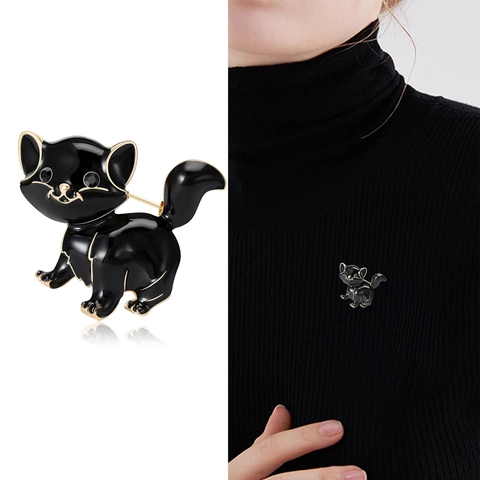 Vintage Kat Emaille Brosche Pin Schattige Kitten Dier Legering Strass Reversspeld Voor Dames Pak Kleding Accessoire Sieraden Cadeau