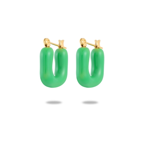French Vintage U-Shaped Enamel Stainless Steel Hoop Earrings For Women Colorful Trendy Geometric Waterproof Jewelry Earrings