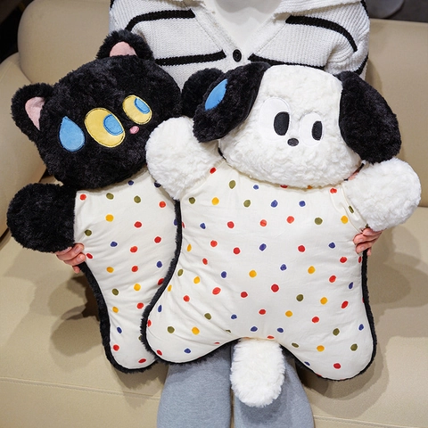Plush Cartoon Animal Pillow Soft Colorful Polka Dot Star Body Decorative Cushion For Sofa Home Office