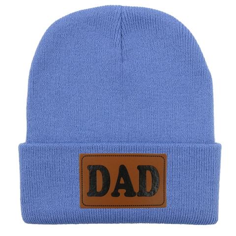 Acryl Strickmütze Für Damen Herren Winter Warme Skull Cap Mit MOM DAD Leder aufnäher Hip Hop Outdoor Umschlagmütze Geschenk