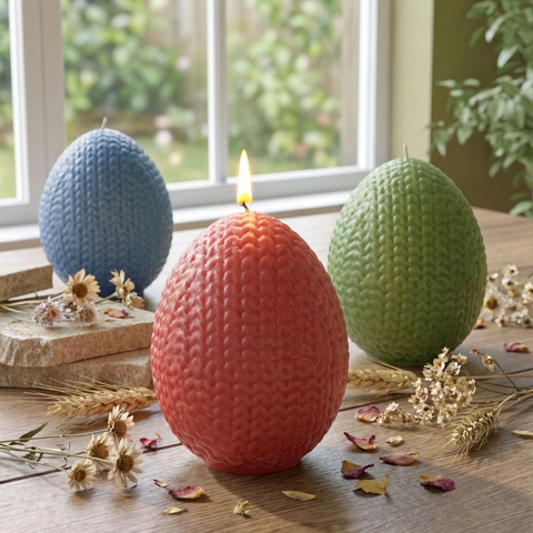 Egg Silicone Mold Knitted Texture DIY Candle Soap Resin Plaster Making Easter Decorative Handcrafted Home Ornament Craft