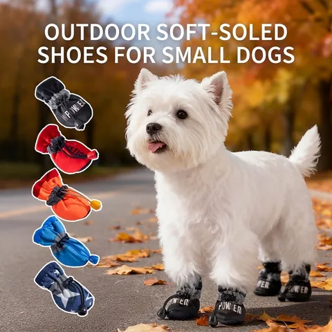 Dog Shoes Waterproof Reflective Pet Boots With Adjustable Drawstring Anti-Slip Soft Sole For Small Medium Dogs Outdoor