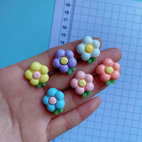 Resin Frangipani Flower Charms With Leaves DIY Craft Plastic Colorful Decoration For Hair Clips Phone Cases