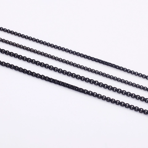 Schwarze Box Chain Halskette Titanstahl Elektroplattiert Geometrisch Punk Hip Hop Schmuck Für Herren Damen