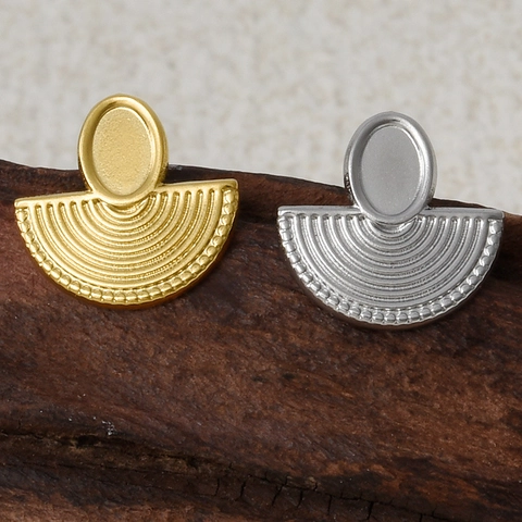 Orecchini A Lobo Ovali A Forma Di Ventaglio Retrò Acciaio Inossidabile 304 Geometrici Vintage Oro Argento Per Donne