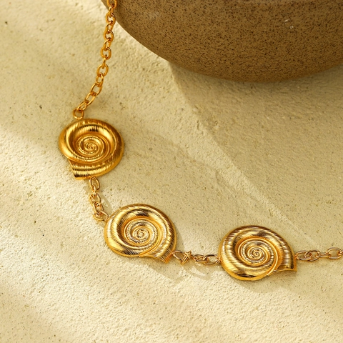 18K Gold Plated Stainless Steel Snail Shell Spiral Pendant Necklace Minimalist Ins Style Personalized Fashion Jewelry For Women