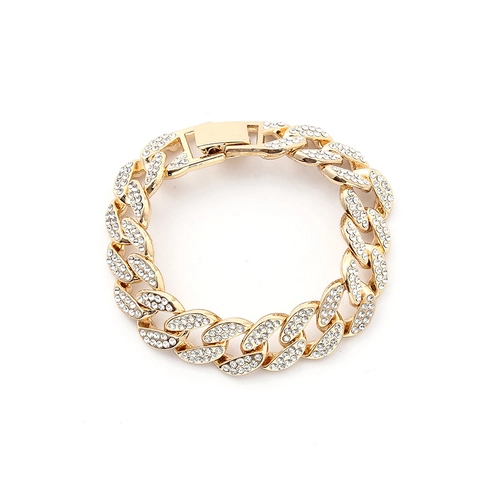 Collier Et Bracelet Chaîne Cuban Link Hip Hop Alliage Strass Bijoux Bling Pour Hommes Femmes
