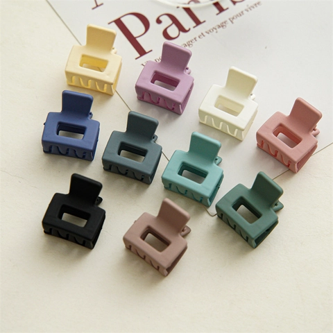 Mini Pinza Per Capelli Quadrata Opaca Plastica Fermaglio Geometrico Colore Morandi Stile Coreano Per Donne